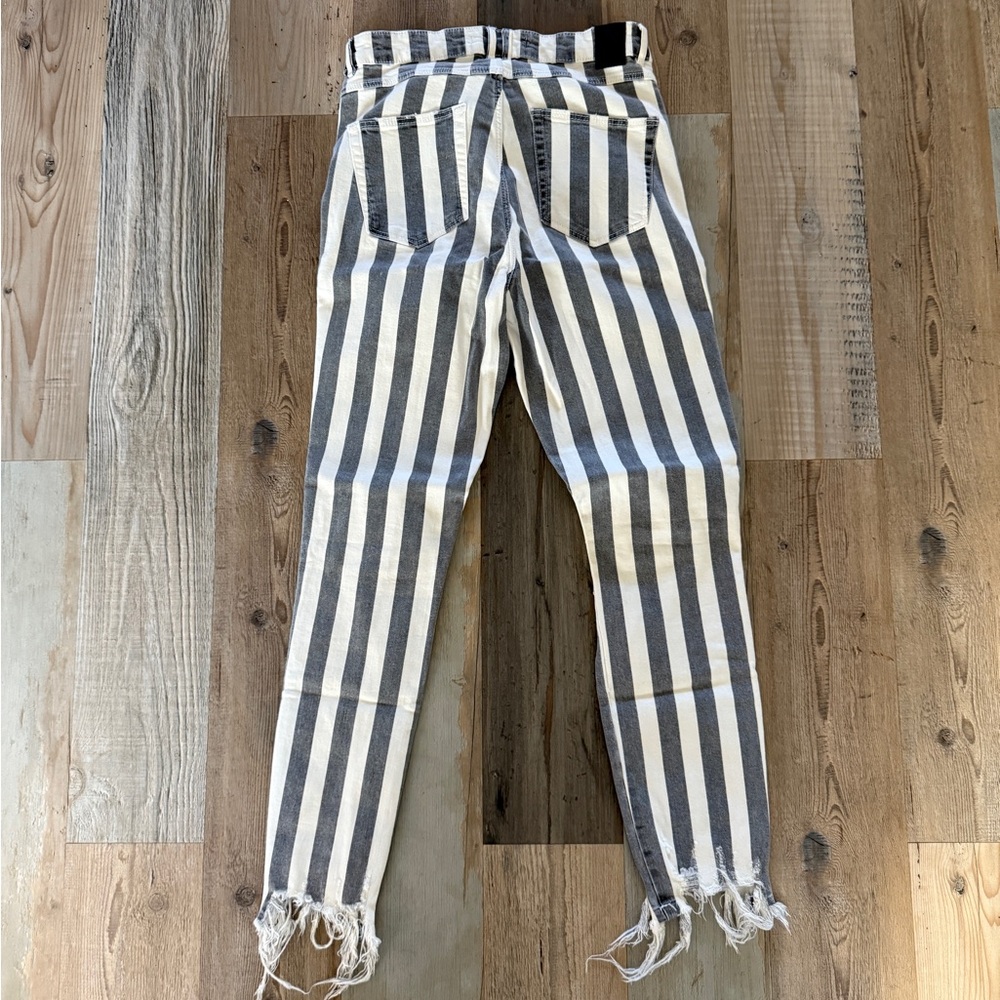 ZARA-Striped Black and White Women's Jeans
